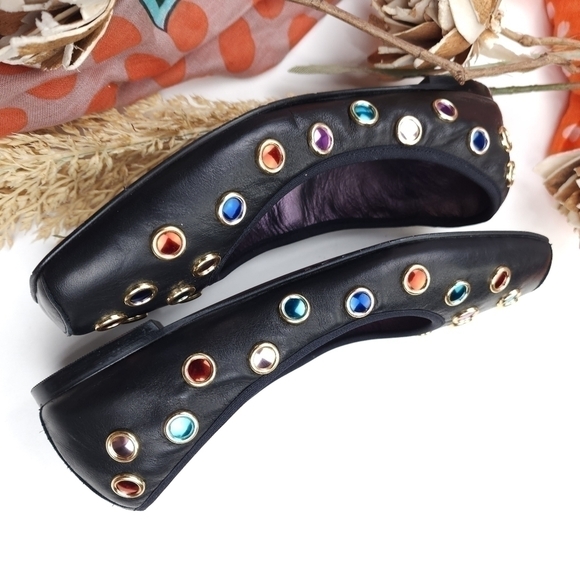 RAS Luxury Brand Blue Jeweled Ballet Flats Sz 38 - Picture 4 of 9